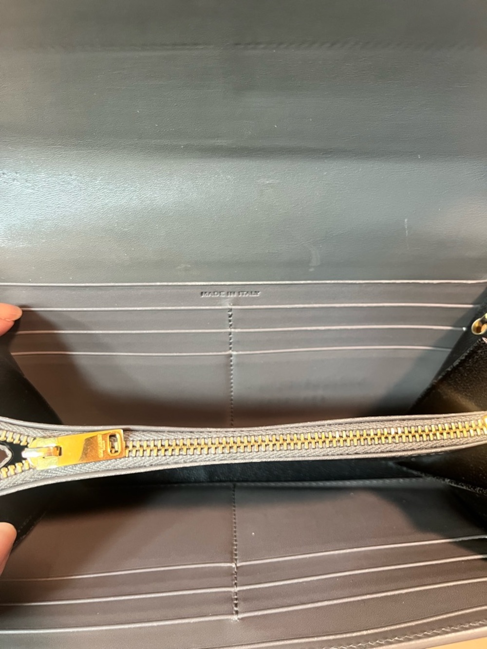 Saint Laurent Gray Leather Wallet on Chain - Picture 3 of 8